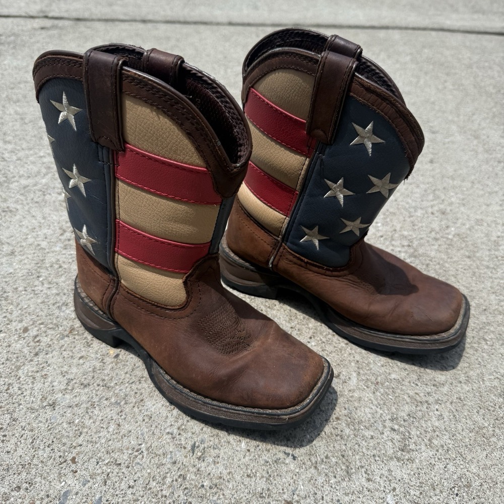 Durango Boots Boys Kids Sz 13 M Brown Western American Flag Patriotic Union USA